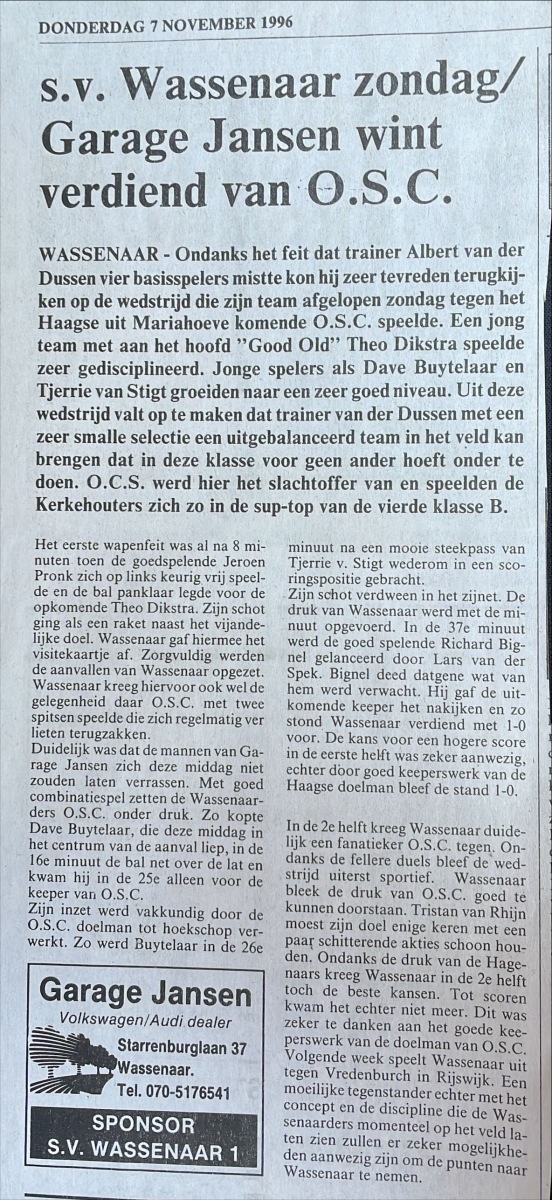 Wedstrijd 3 november 1996