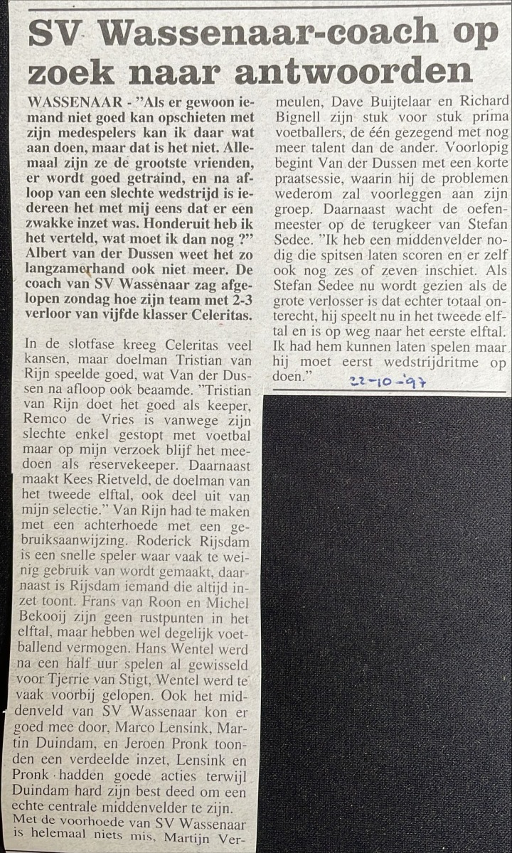 Wedstrijd 19 oktober 1997